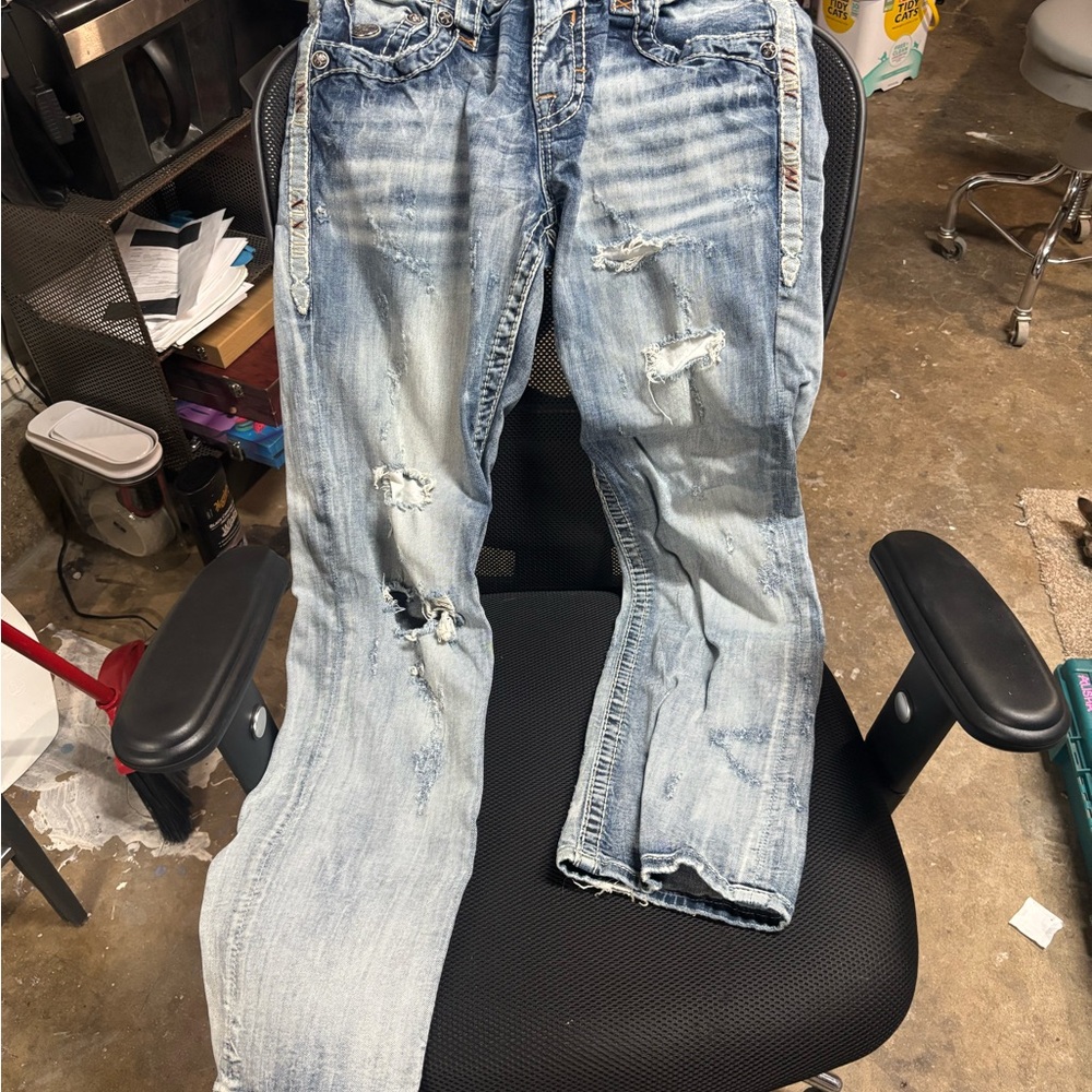 Rock Revival Light Blue Distressed Boyfriend Jeans